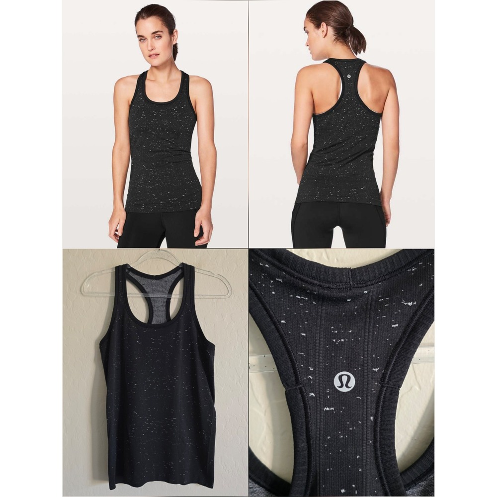 Lululemon Swiftly Tech Racerback Tank Size 8 White/black Athletic Activewear Run